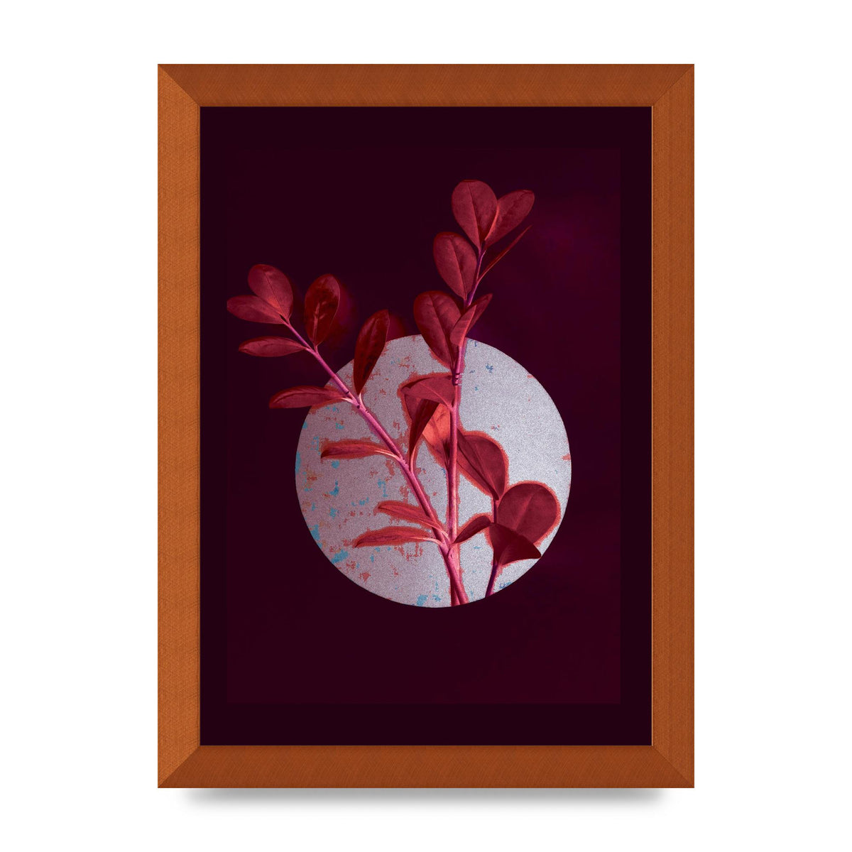 Dark Pink Red Flower Printed Poster - A4 framed
