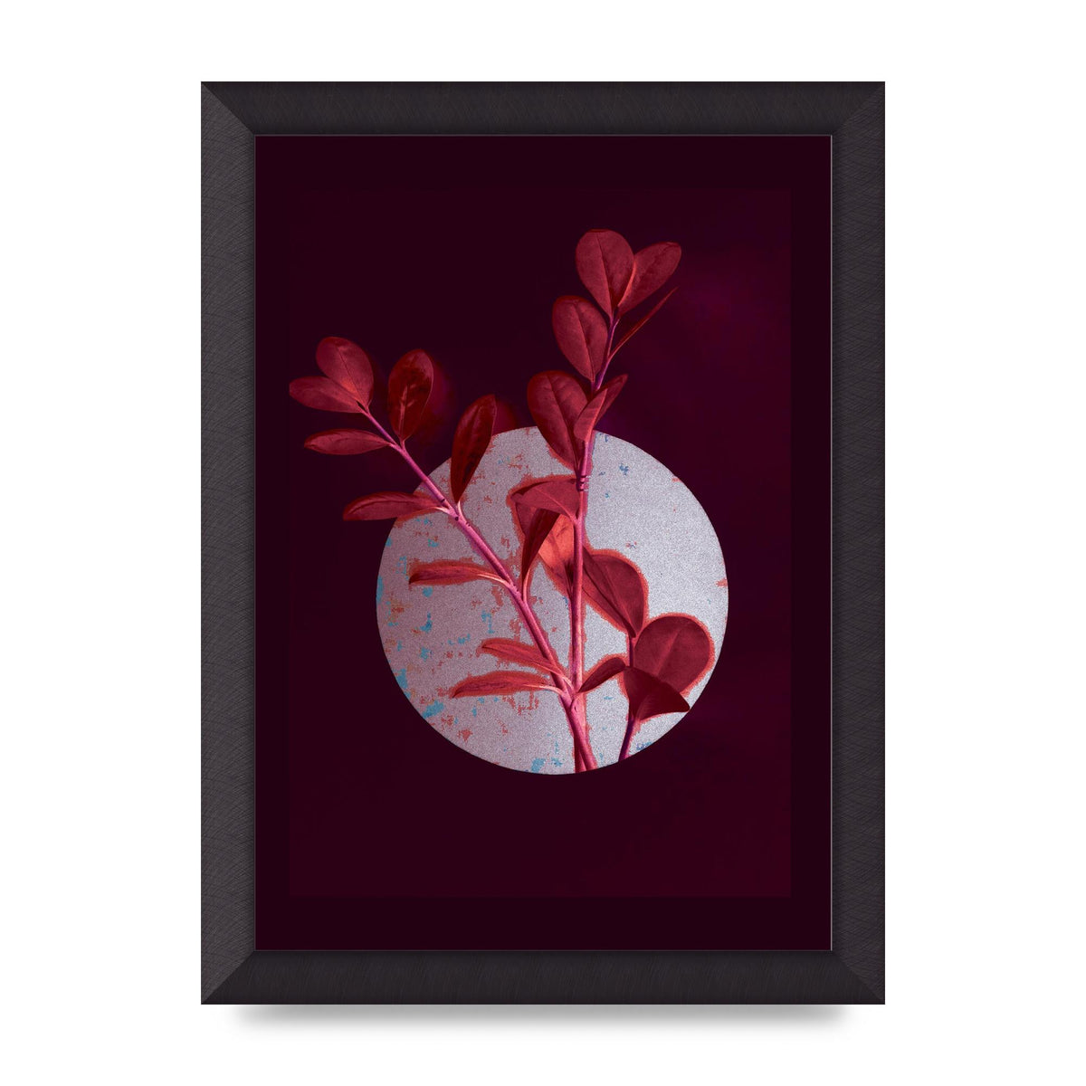 Dark Pink Red Flower Printed Poster - A4 framed