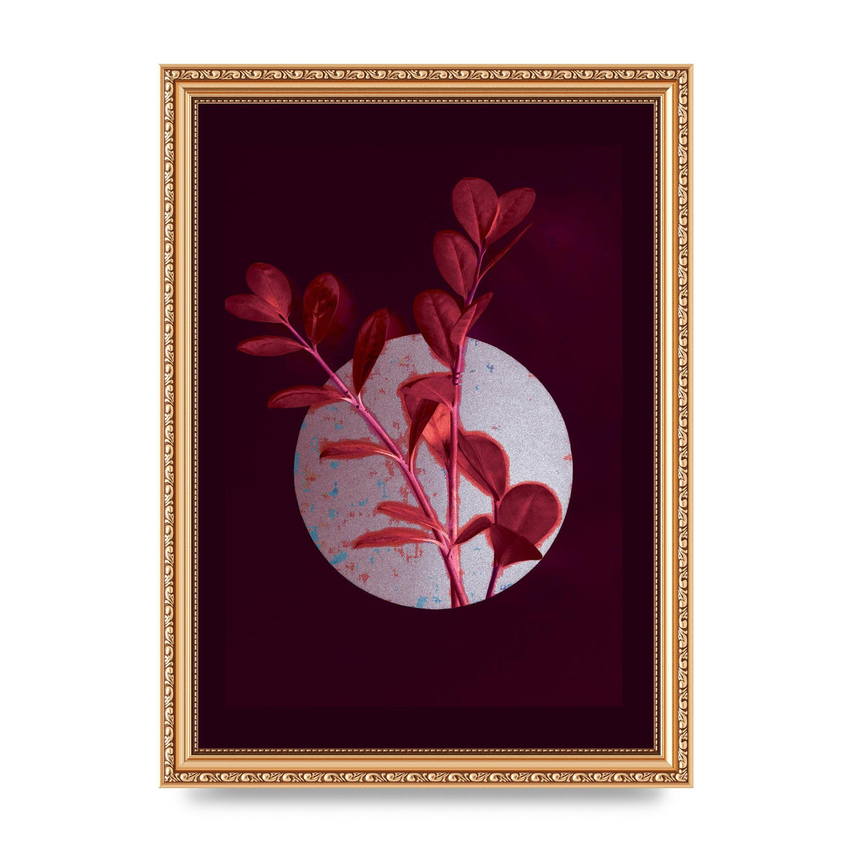 Dark Pink Red Flower Printed Poster - A4 framed
