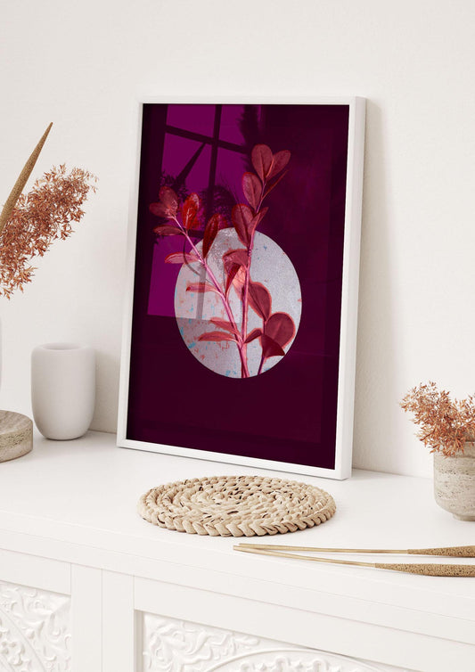 Dark Pink Red Flower Printed Poster - hall 1