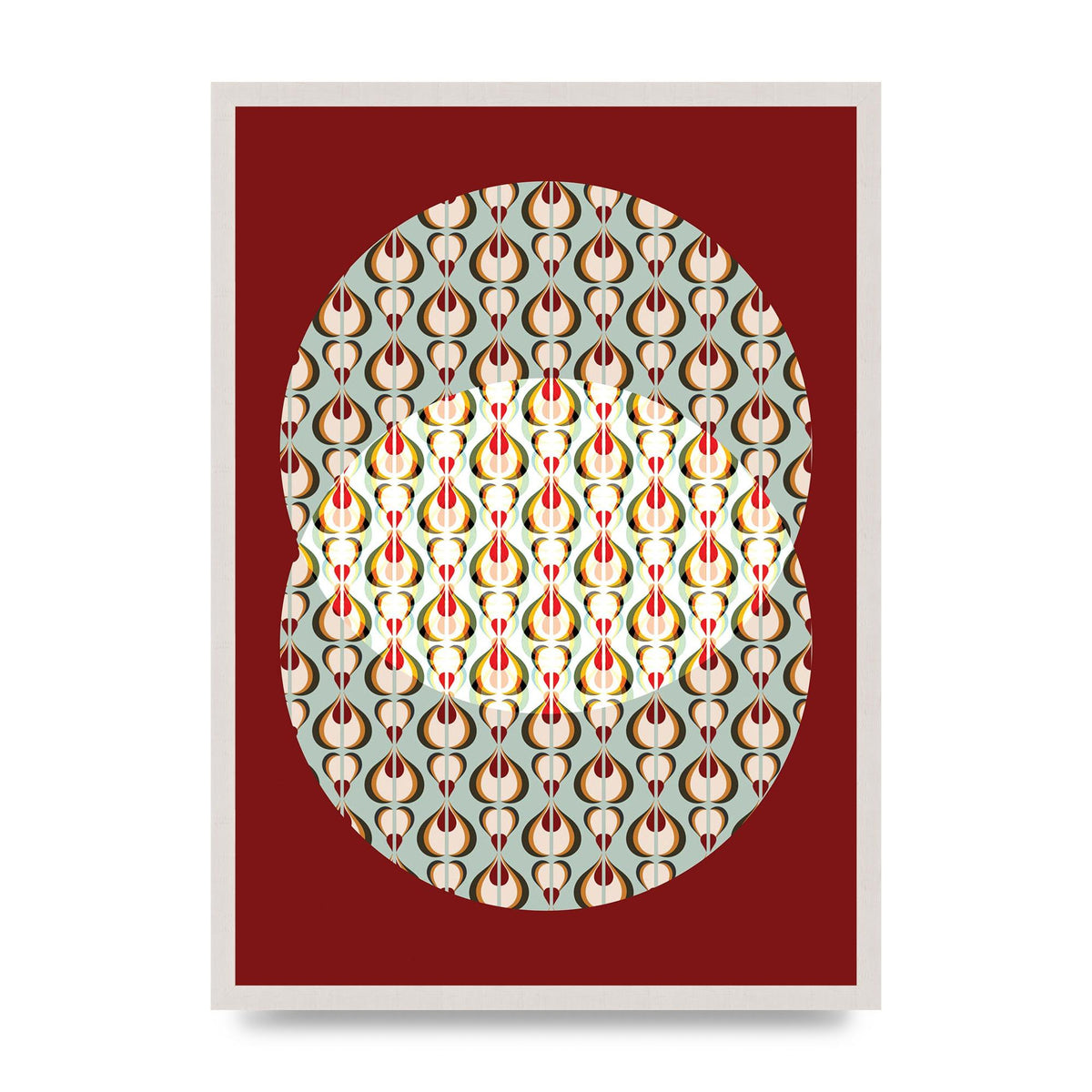Red Blue Pattern Wall Art - A2 framed