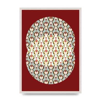 Red Blue Pattern Wall Art - A2 framed