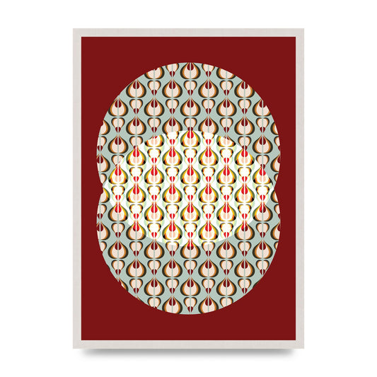Red Blue Pattern Wall Art - A2 framed
