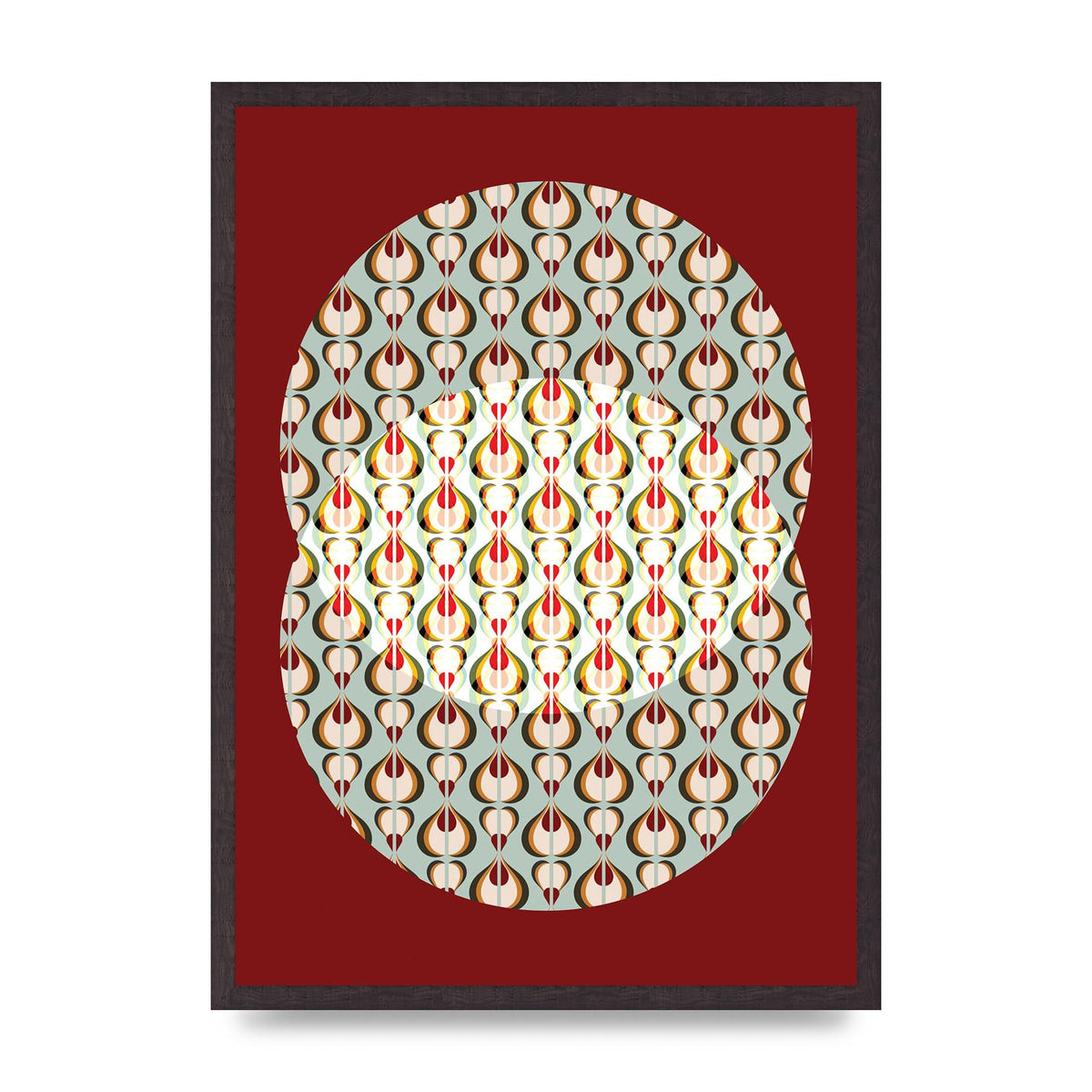 Red Blue Pattern Wall Art - A2 framed