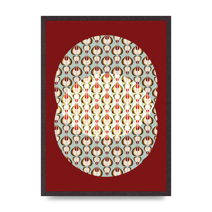 Red Blue Pattern Wall Art - A2 framed