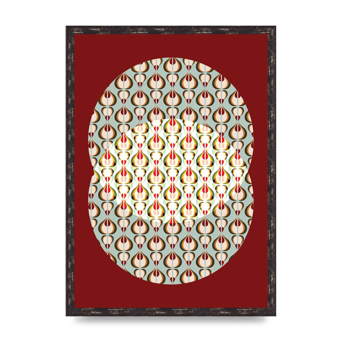 Red Blue Pattern Wall Art - A2 framed