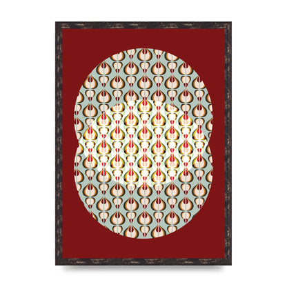 Red Blue Pattern Wall Art - A2 framed
