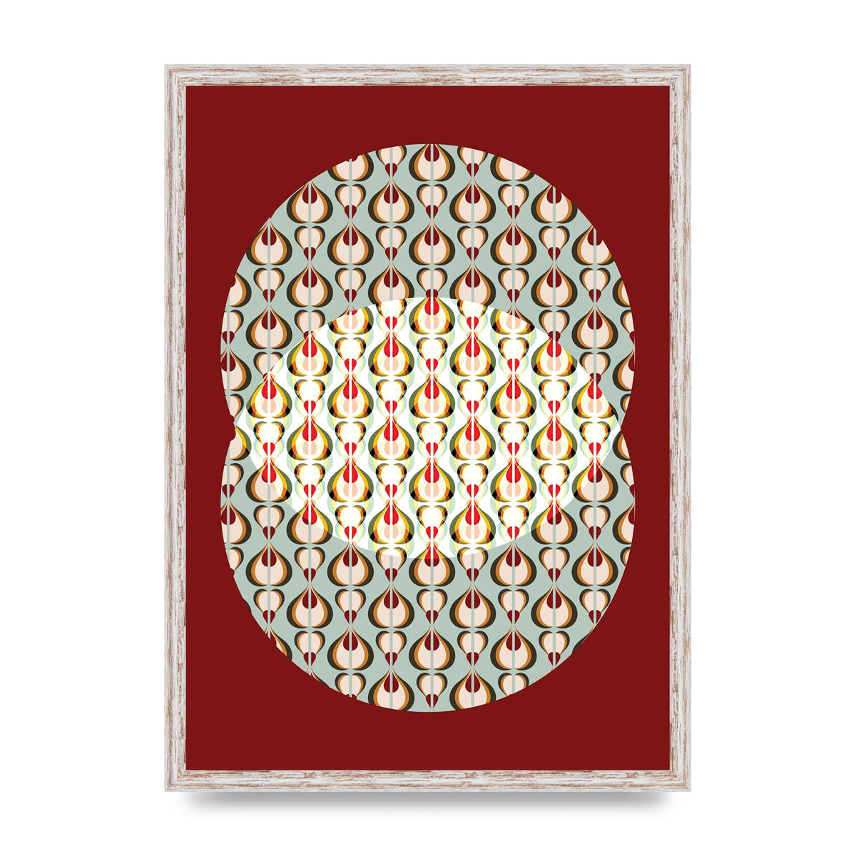 Red Blue Pattern Wall Art - A2 framed
