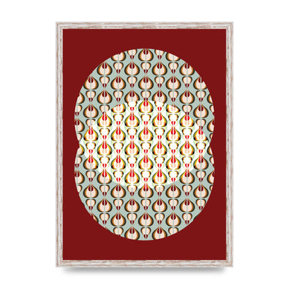 Red Blue Pattern Wall Art - A2 framed