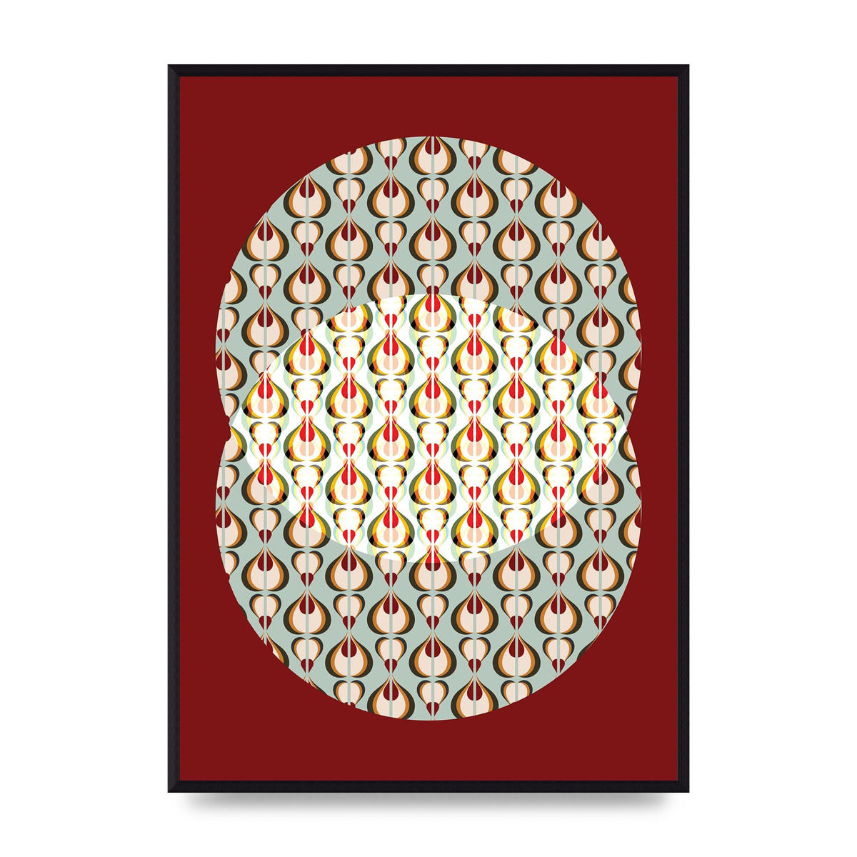Red Blue Pattern Wall Art - A2 framed