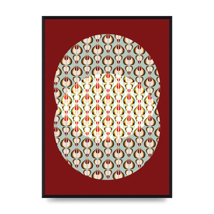 Red Blue Pattern Wall Art - A2 framed