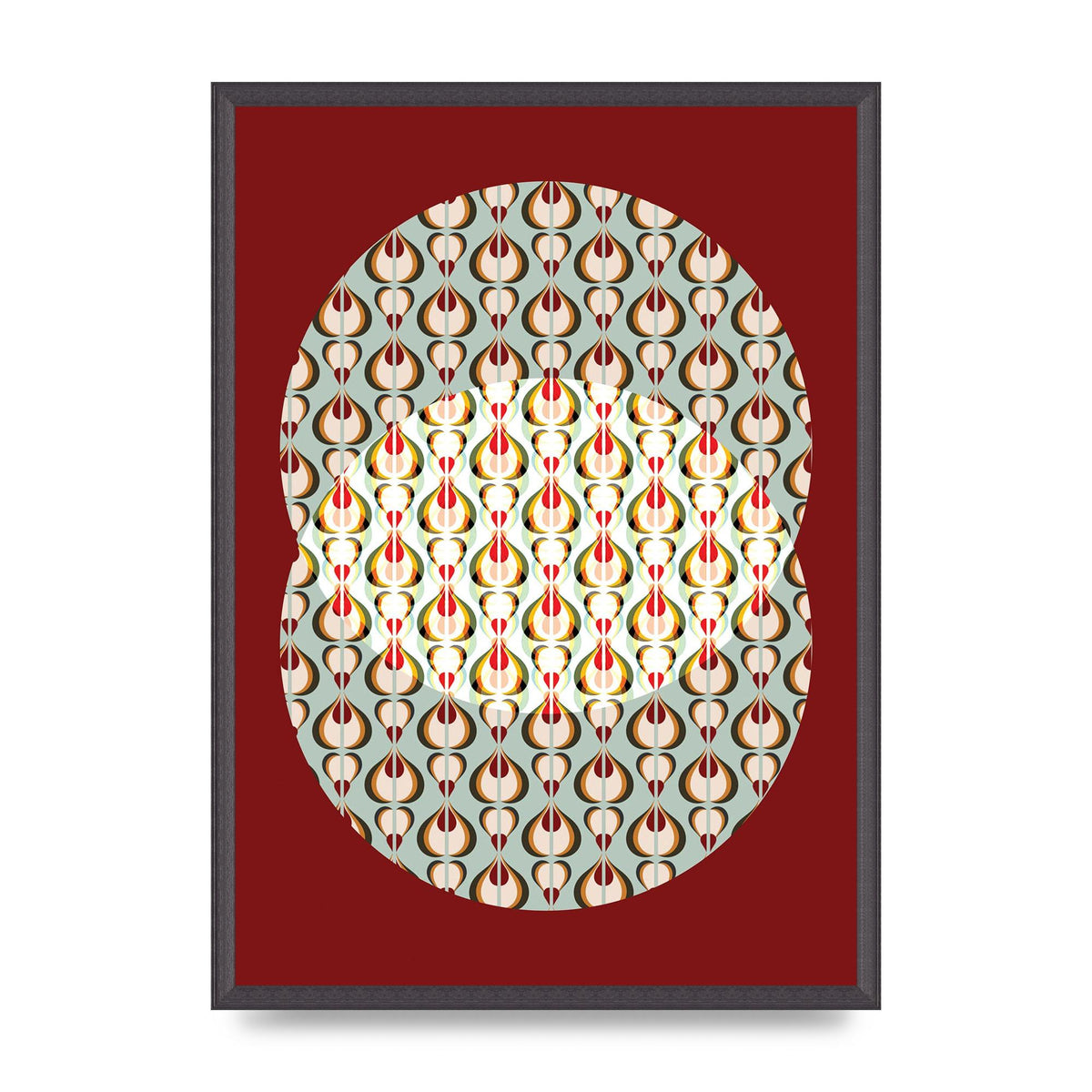 Red Blue Pattern Wall Art - A2 framed