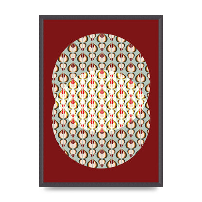 Red Blue Pattern Wall Art - A2 framed
