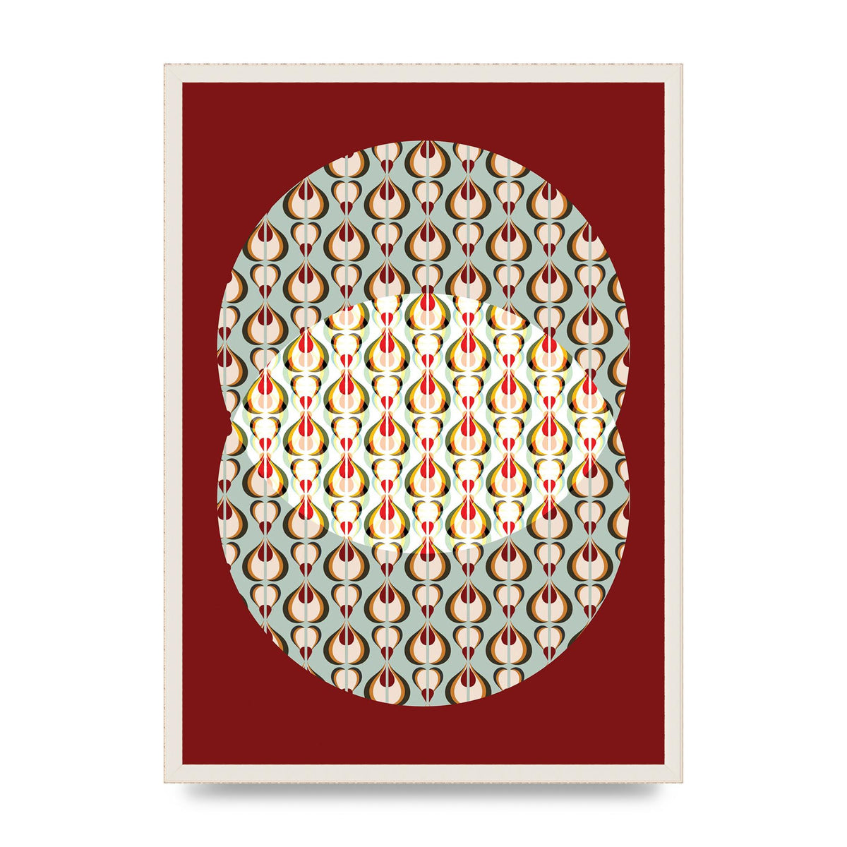 Red Blue Pattern Wall Art - A2 framed