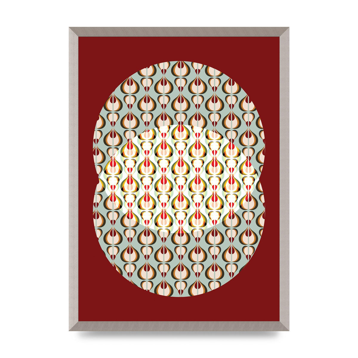 Red Blue Pattern Wall Art - A2 framed