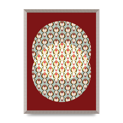 Red Blue Pattern Wall Art - A2 framed