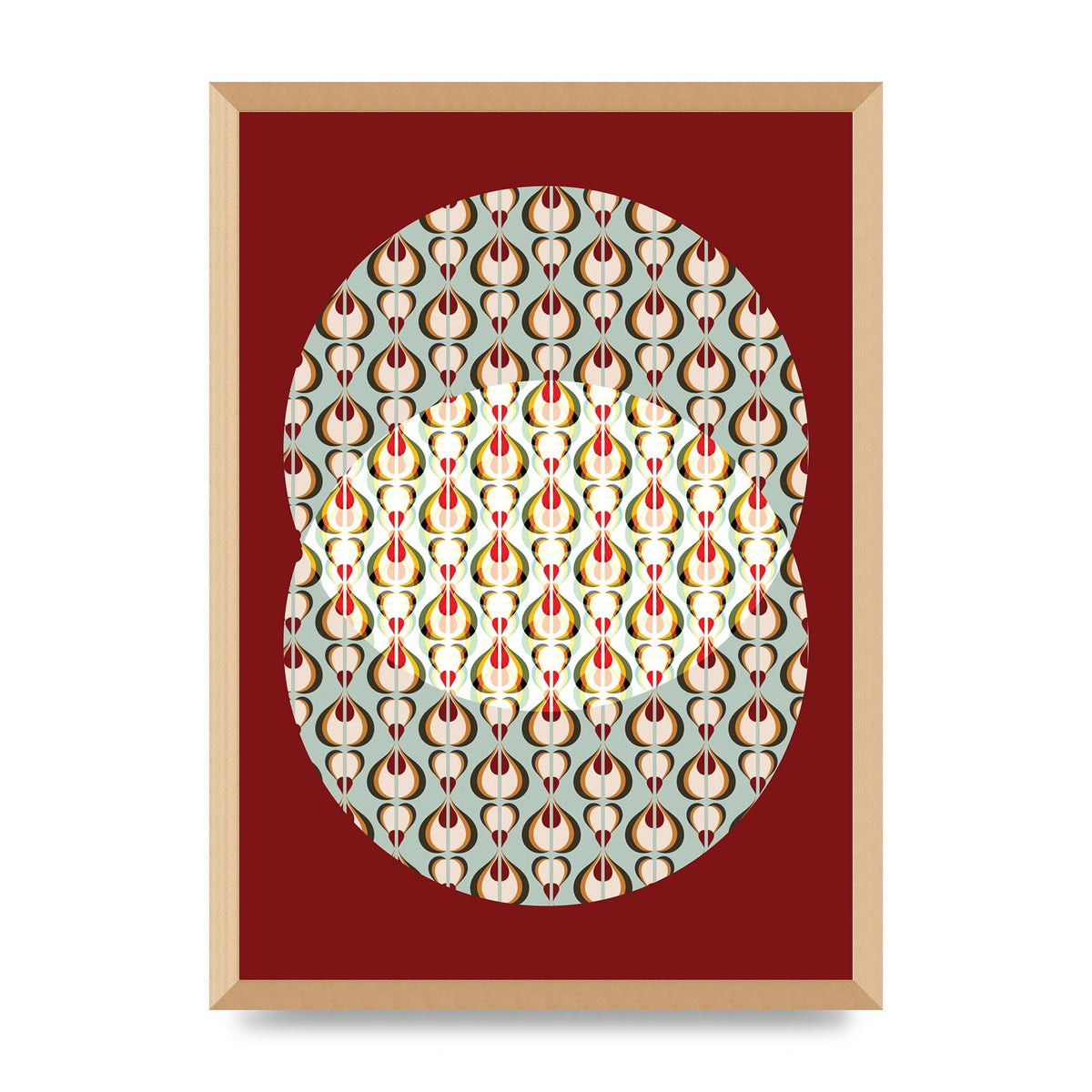 Red Blue Pattern Wall Art - A2 framed