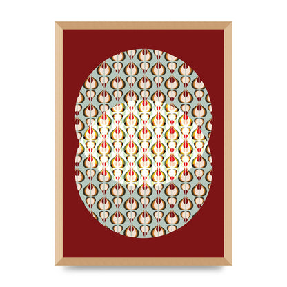 Red Blue Pattern Wall Art - A2 framed