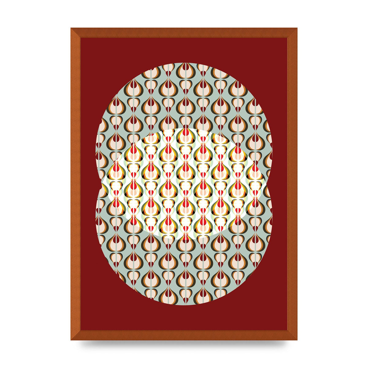 Red Blue Pattern Wall Art - A2 framed