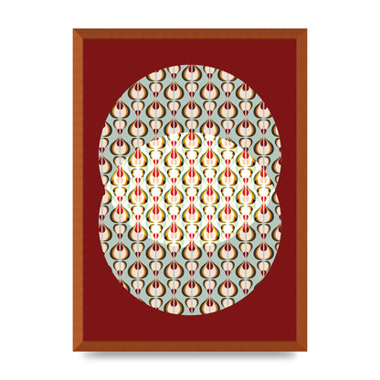Red Blue Pattern Wall Art - A2 framed