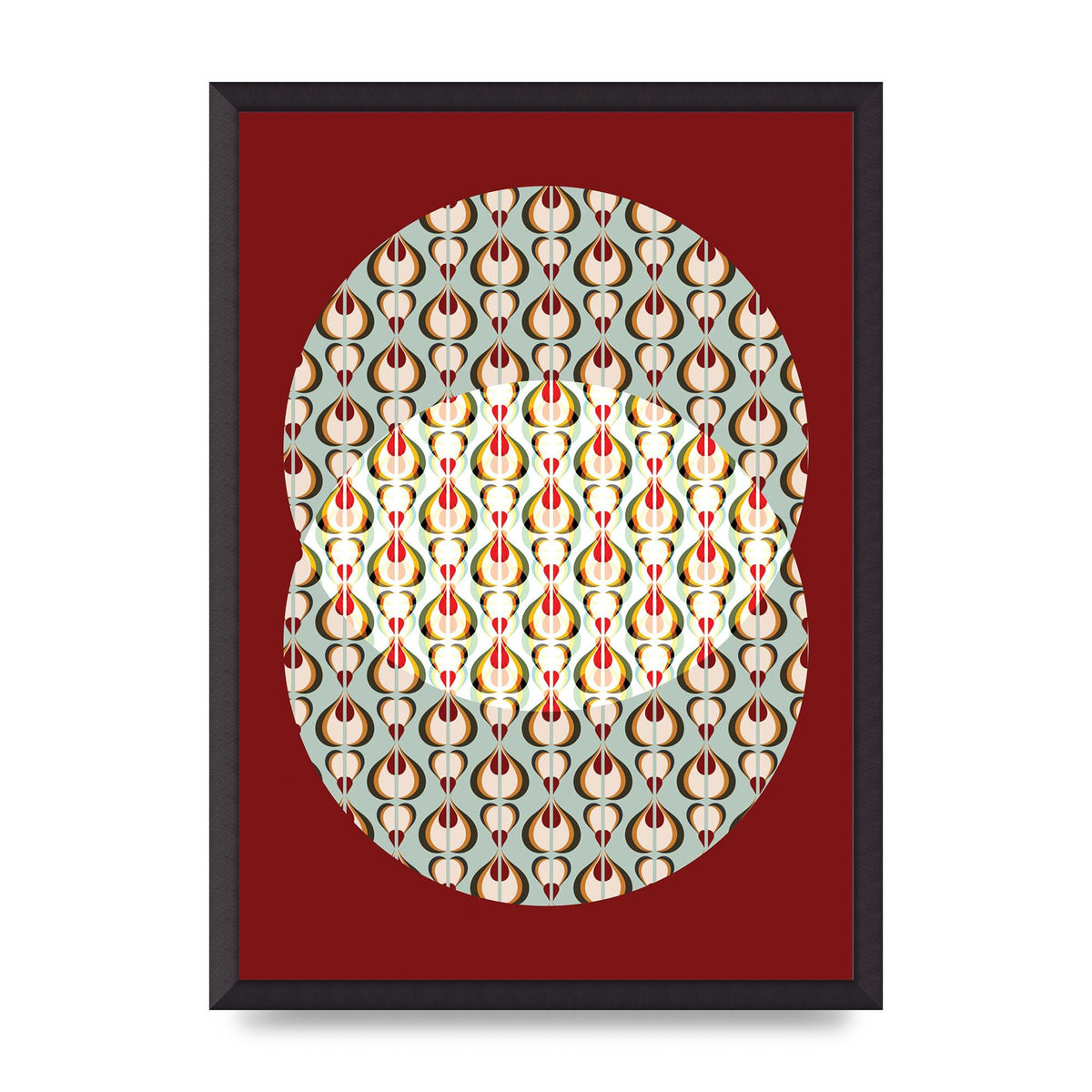 Red Blue Pattern Wall Art - A2 framed