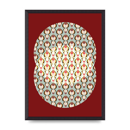 Red Blue Pattern Wall Art - A2 framed