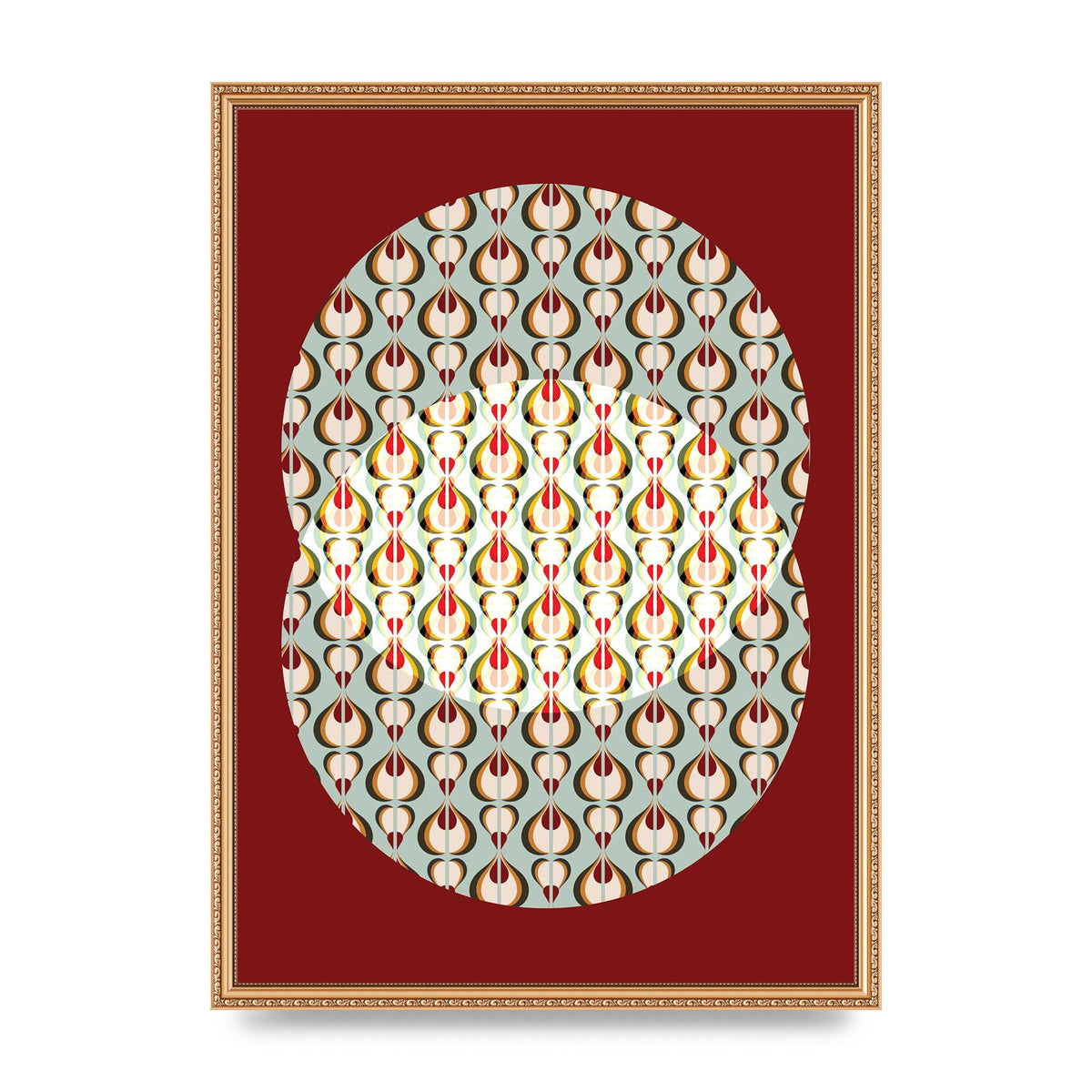Red Blue Pattern Wall Art - A2 framed