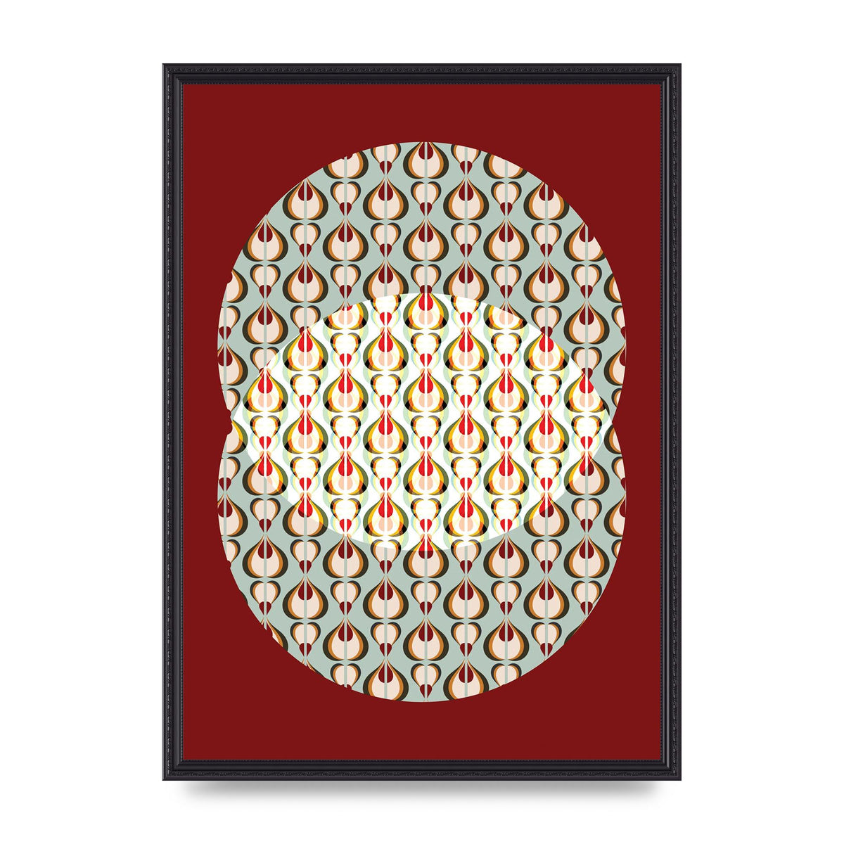 Red Blue Pattern Wall Art - A2 framed