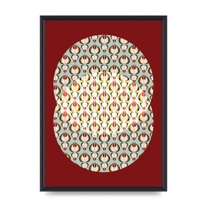 Red Blue Pattern Wall Art - A2 framed