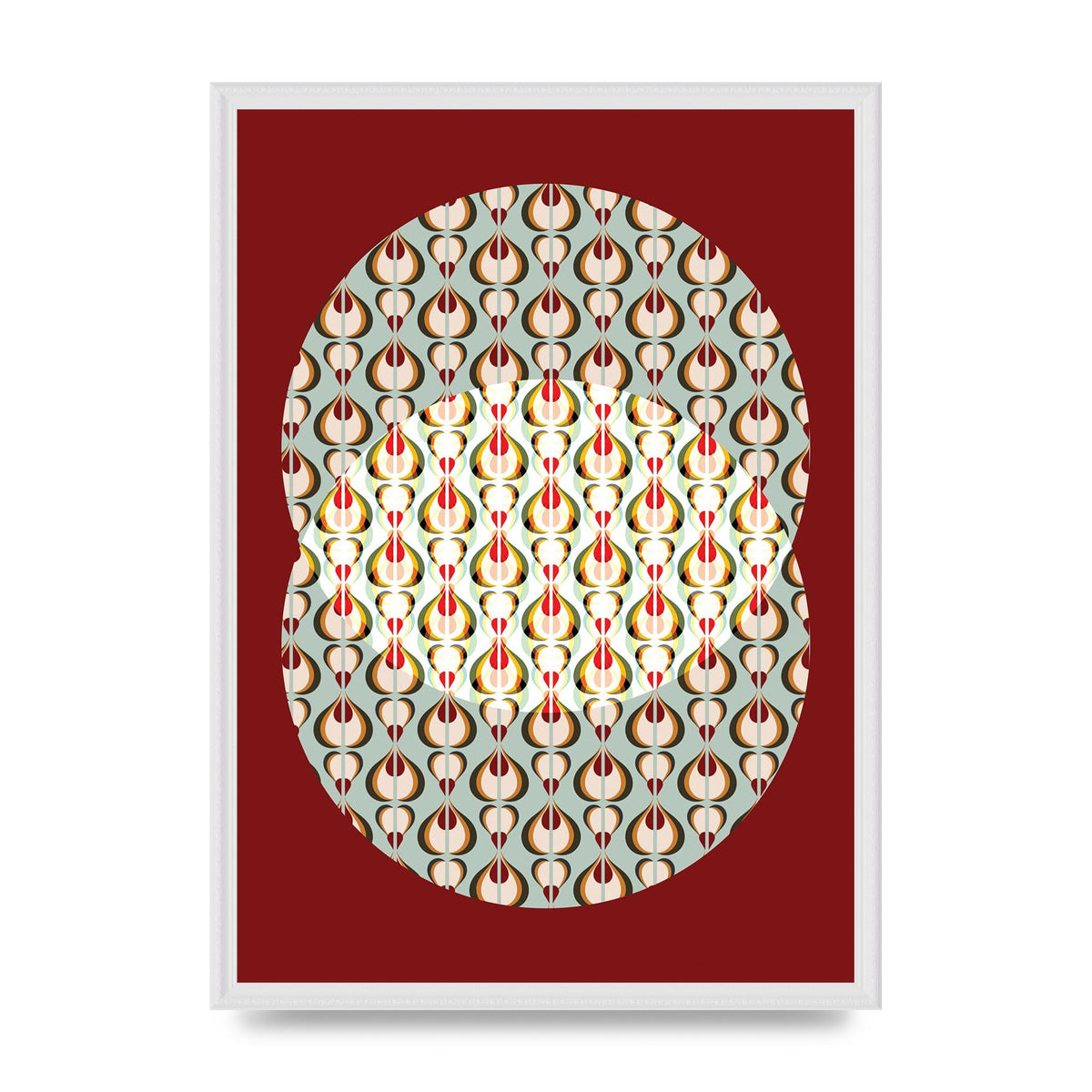 Red Blue Pattern Wall Art - A2 framed