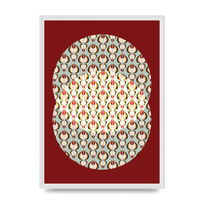 Red Blue Pattern Wall Art - A2 framed