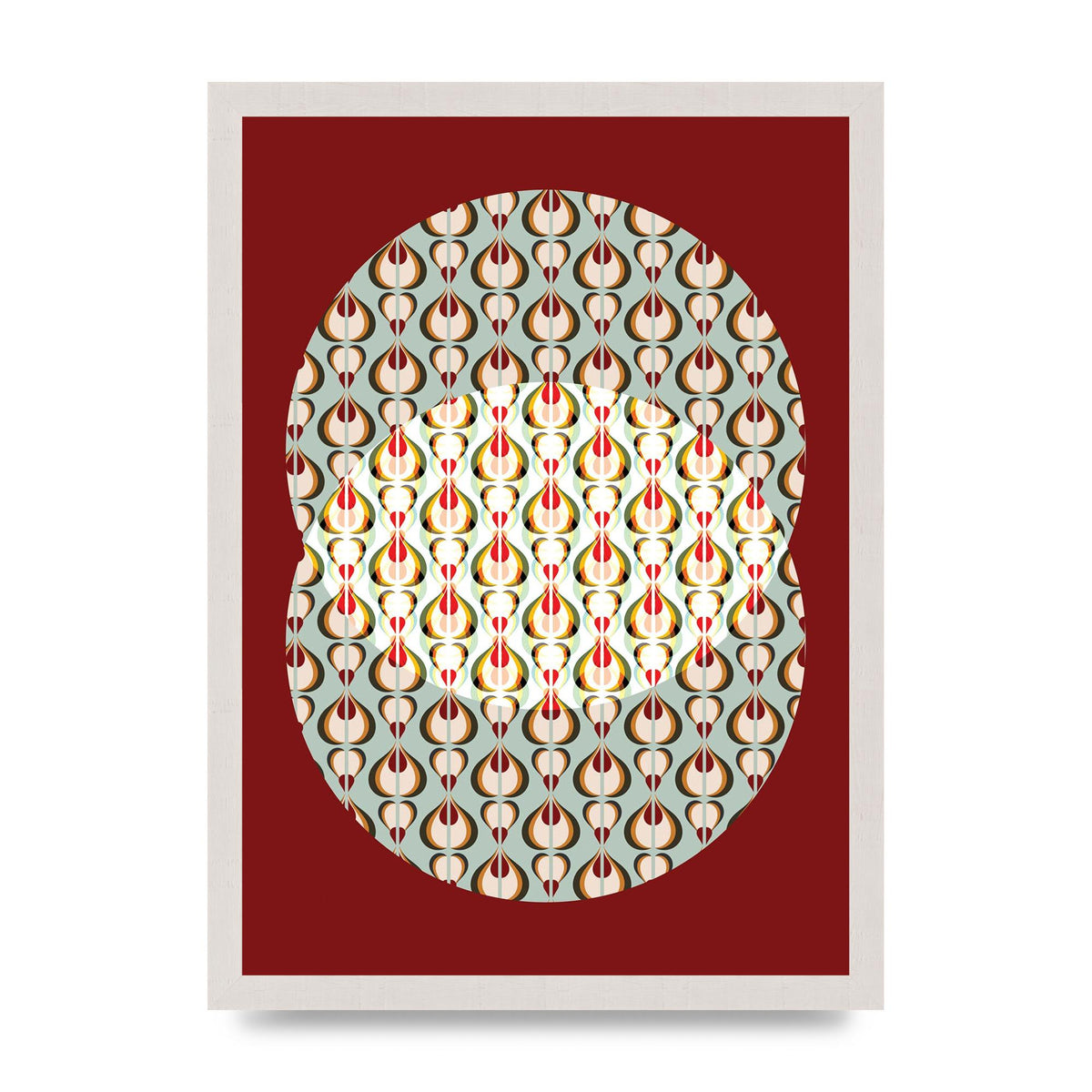 Red Blue Pattern Wall Art - A3 framed