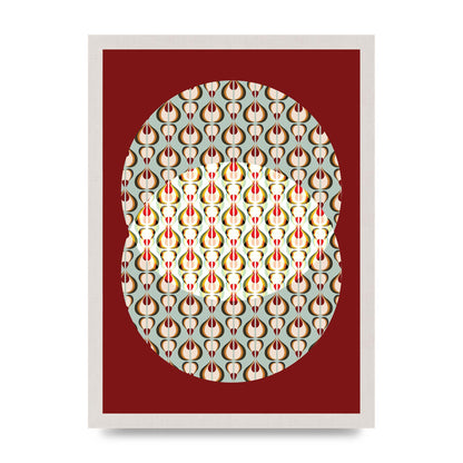 Red Blue Pattern Wall Art - A3 framed
