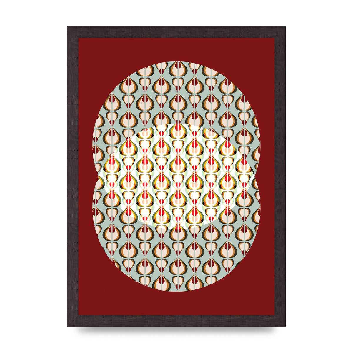 Red Blue Pattern Wall Art - A3 framed