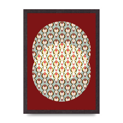 Red Blue Pattern Wall Art - A3 framed