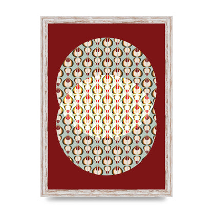 Red Blue Pattern Wall Art - A3 framed