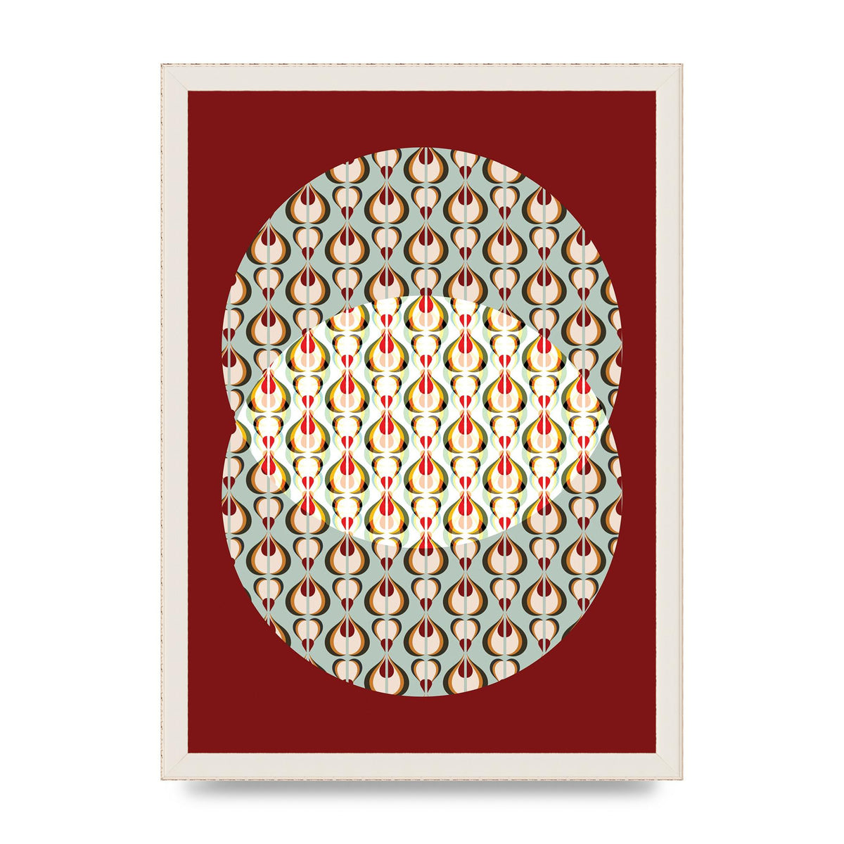 Red Blue Pattern Wall Art - A3 framed