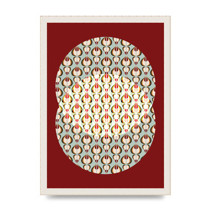 Red Blue Pattern Wall Art - A3 framed