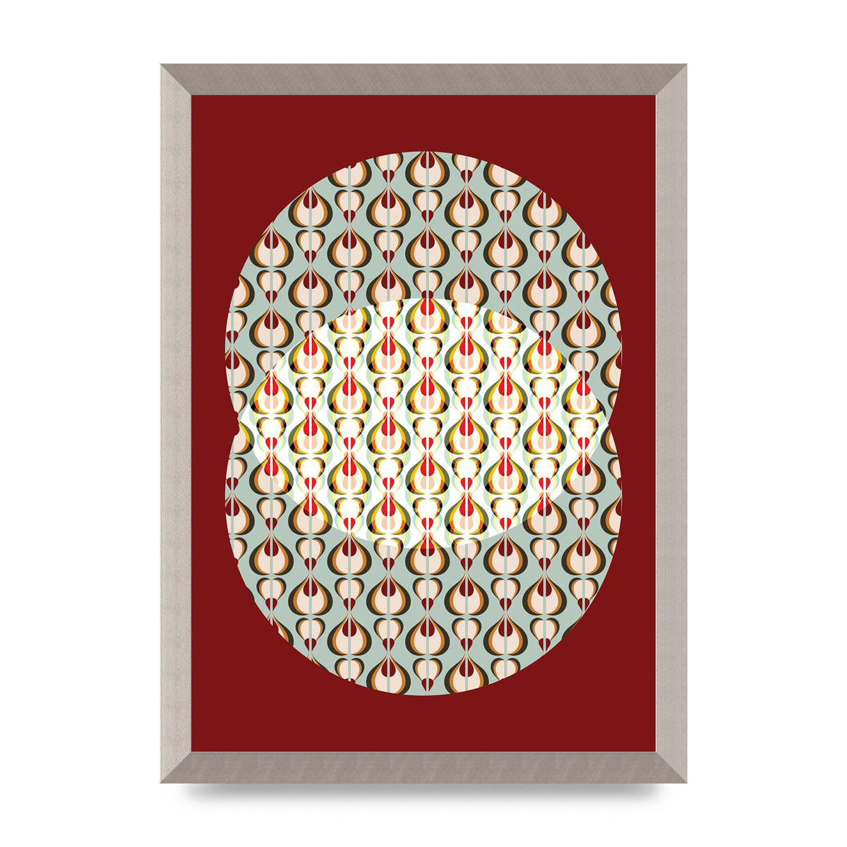 Red Blue Pattern Wall Art - A3 framed