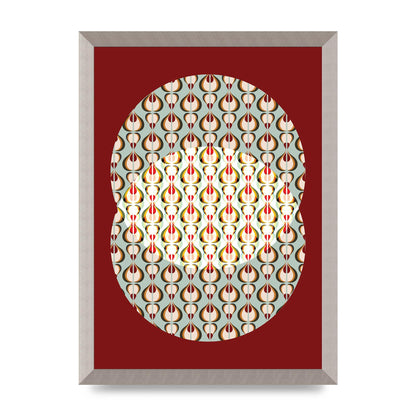 Red Blue Pattern Wall Art - A3 framed