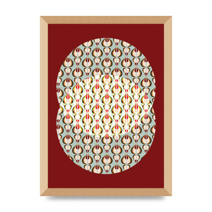 Red Blue Pattern Wall Art - A3 framed
