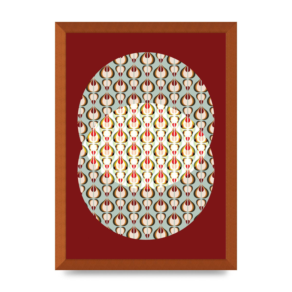 Red Blue Pattern Wall Art - A3 framed