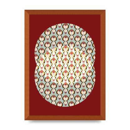 Red Blue Pattern Wall Art - A3 framed