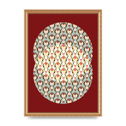 Red Blue Pattern Wall Art - A3 framed