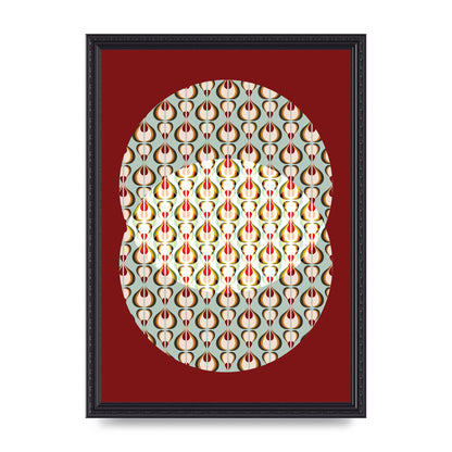 Red Blue Pattern Wall Art - A3 framed