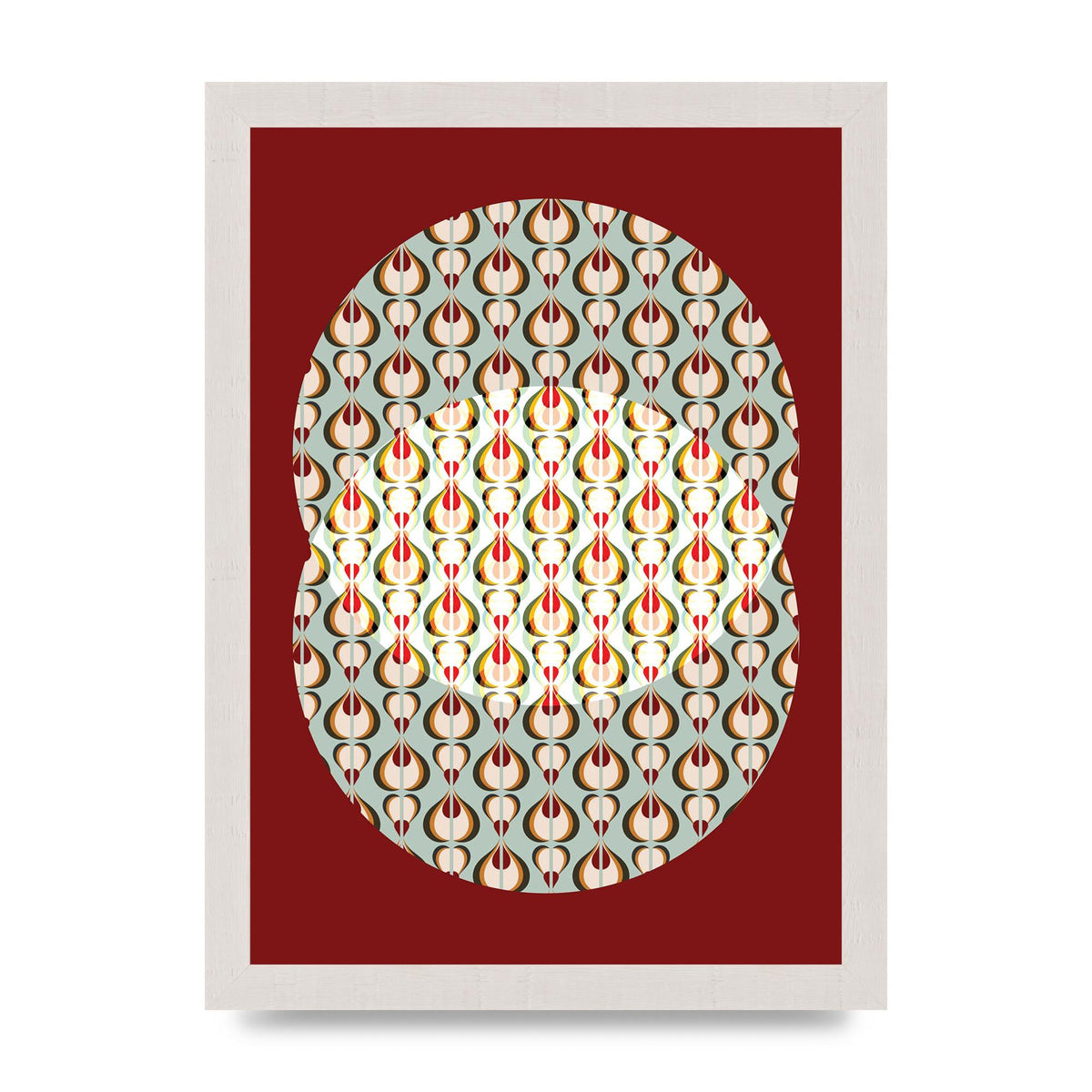 Red Blue Pattern Wall Art - A4 framed