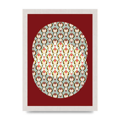 Red Blue Pattern Wall Art - A4 framed