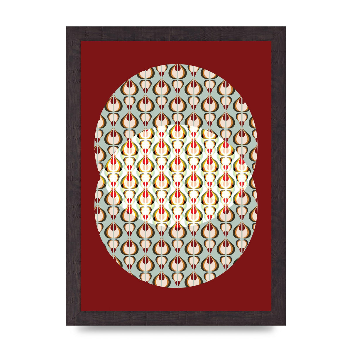 Red Blue Pattern Wall Art - A4 framed