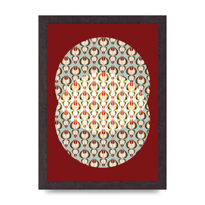 Red Blue Pattern Wall Art - A4 framed