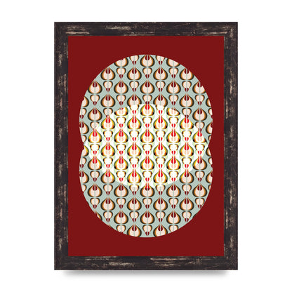 Red Blue Pattern Wall Art - A4 framed